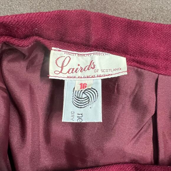 Lairds Of Scotland Vintage Wool Pleated Cranberry Skirt Women's Size Medium - Picture 6 of 13
